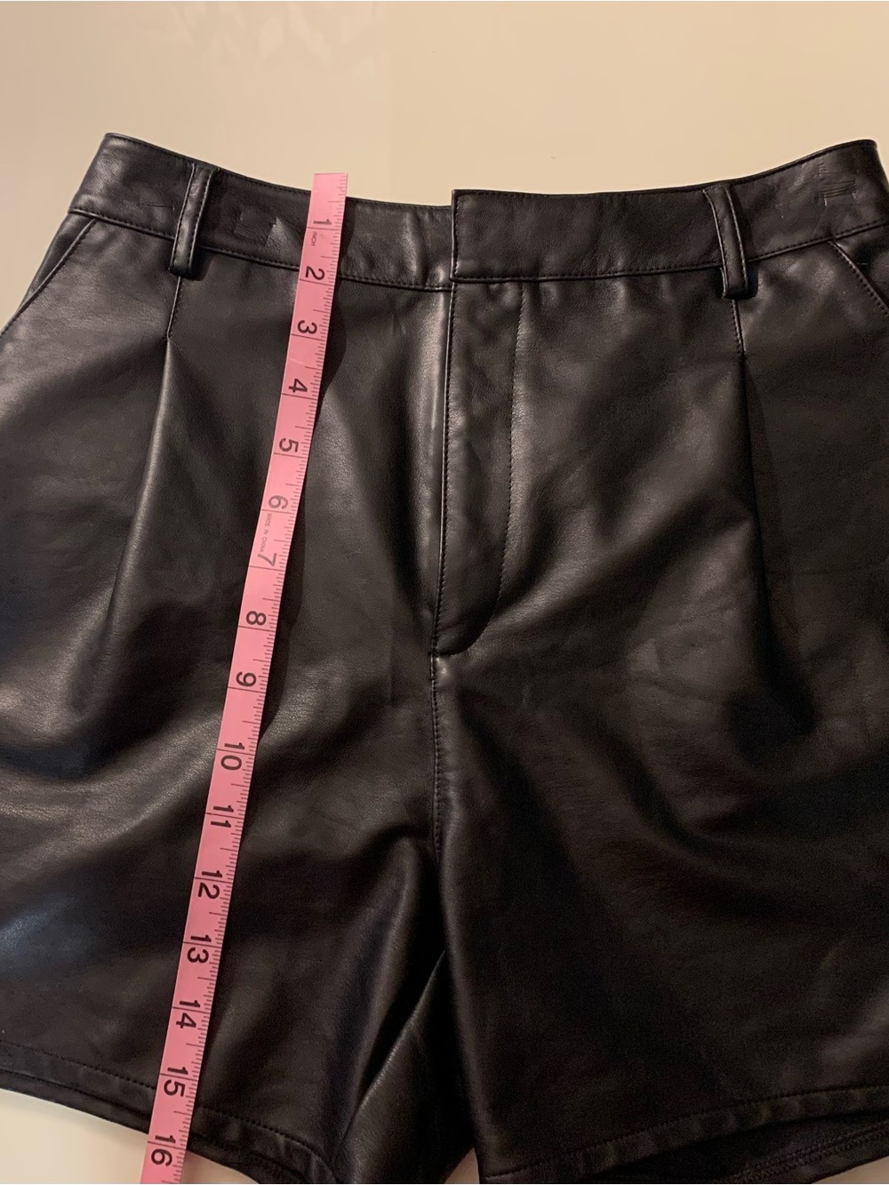 NAF NAF Black High Waist Leather Like Shorts 8